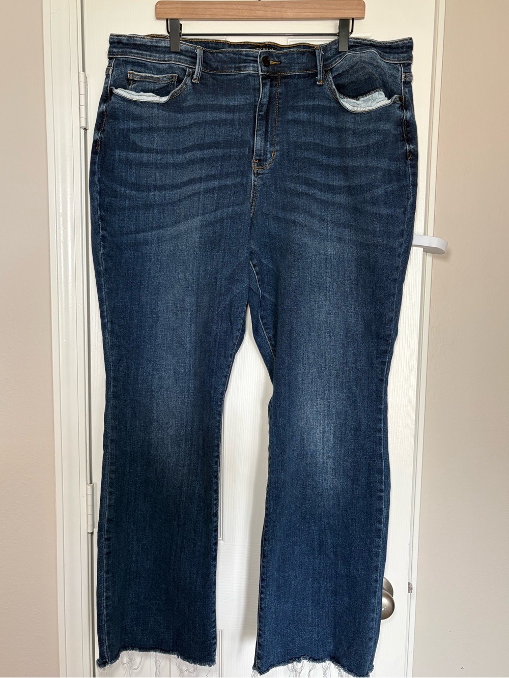 Judy Blue Boot Cut Jeans Womens Plus Size 22W Raw Hem Stretch Dark Wash Denim